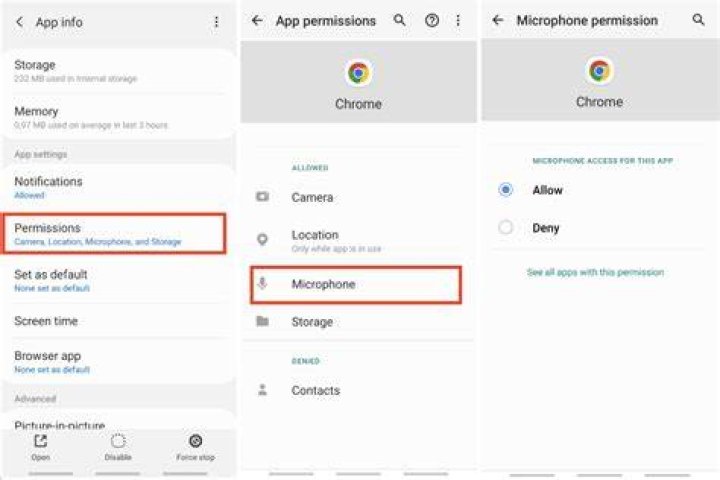 Chrome browser camera and microphone permission settings
