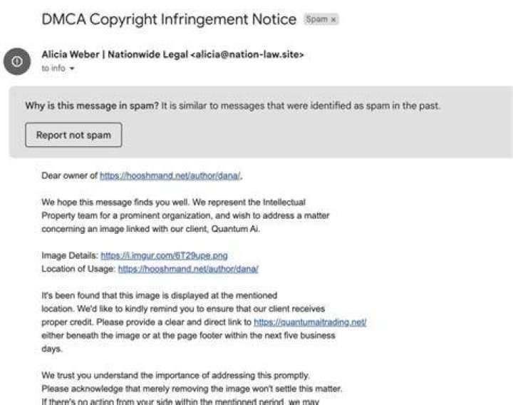 DMCA takedown notice for leaked media